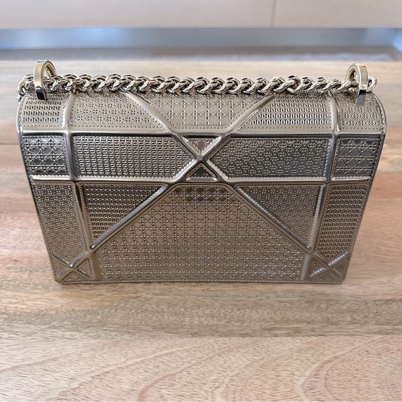 Dior Light Gold-tone Metallic Patent Leather Micro Cannage Medium Shoulder Bag - Picture 14 of 17